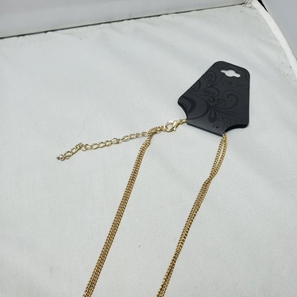 Crystal and gold double layer with tassel necklace - Picture 6 of 7